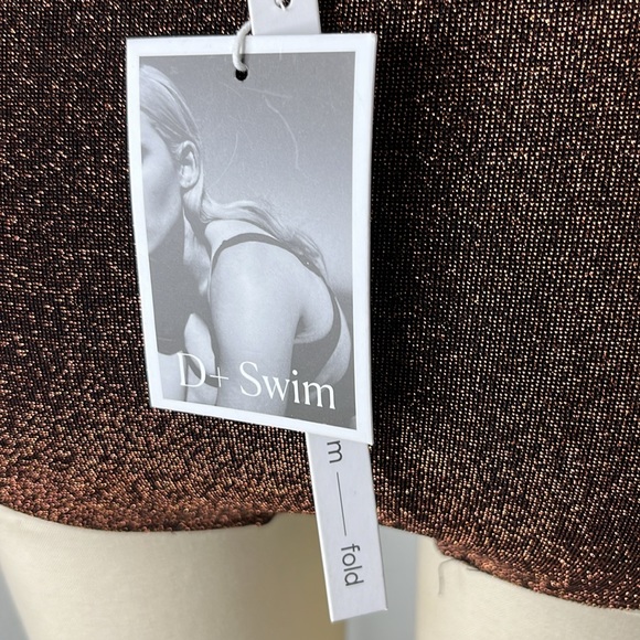 Form and Fold D+ Swimsuit The Rise Bikini High Bottom Metallic Clay Brown - Picture 6 of 7